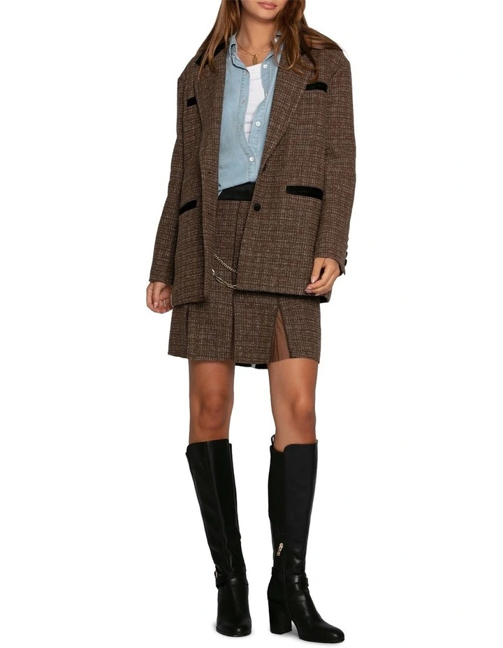 Set Me Free Tweed Skirt in Dark Khaki image 1