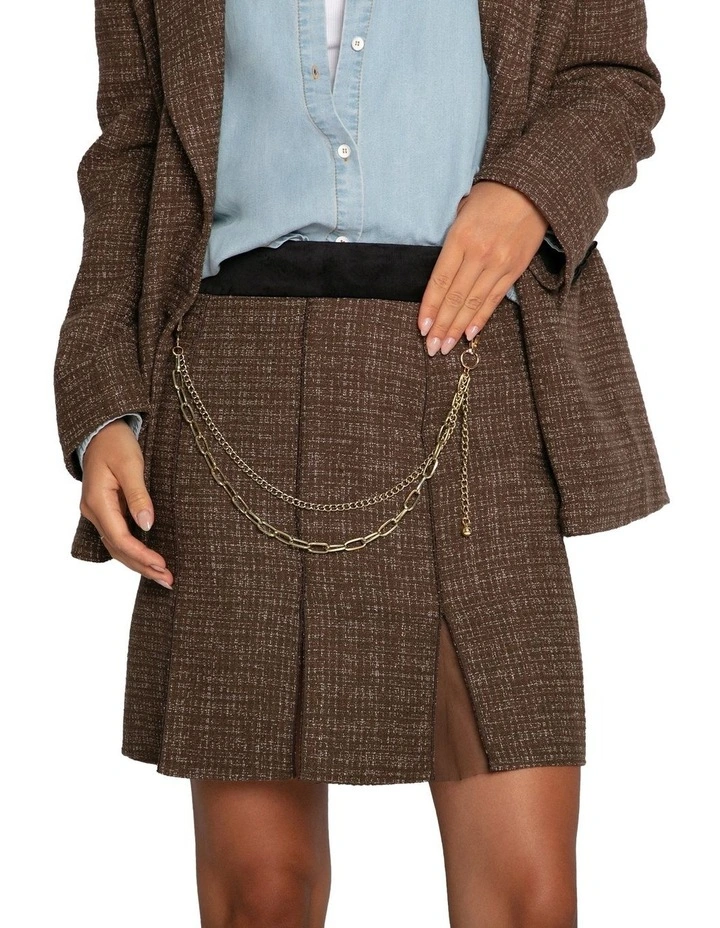 Set Me Free Tweed Skirt in Dark Khaki image 2