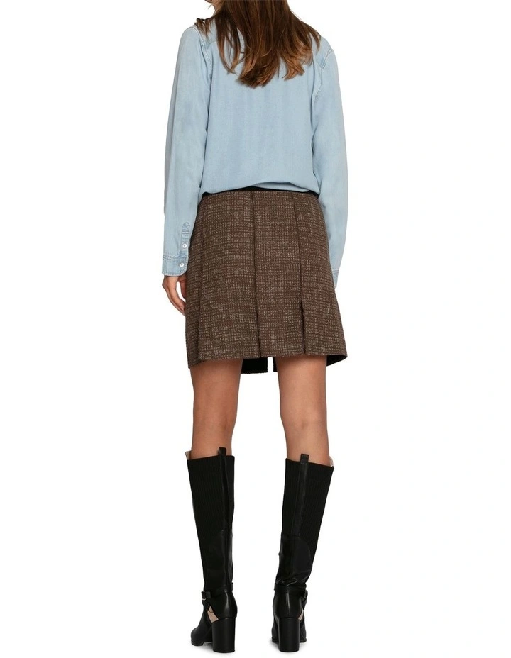 Set Me Free Tweed Skirt in Dark Khaki image 4