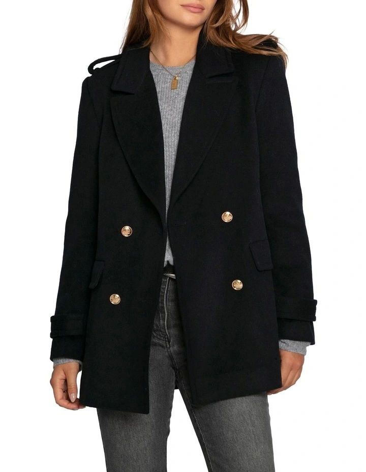 Harbour Military Wool Blend Pea Coat in Navy image 2