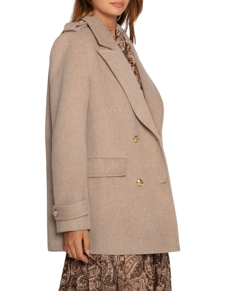 Harbour Military Wool Blend Pea Coat in Oatmeal image 3