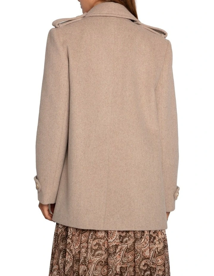 Harbour Military Wool Blend Pea Coat in Oatmeal image 4