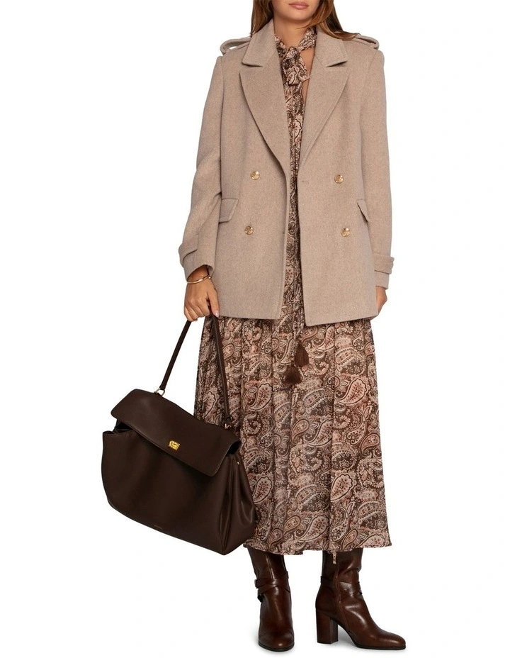 Harbour Military Wool Blend Pea Coat in Oatmeal image 5