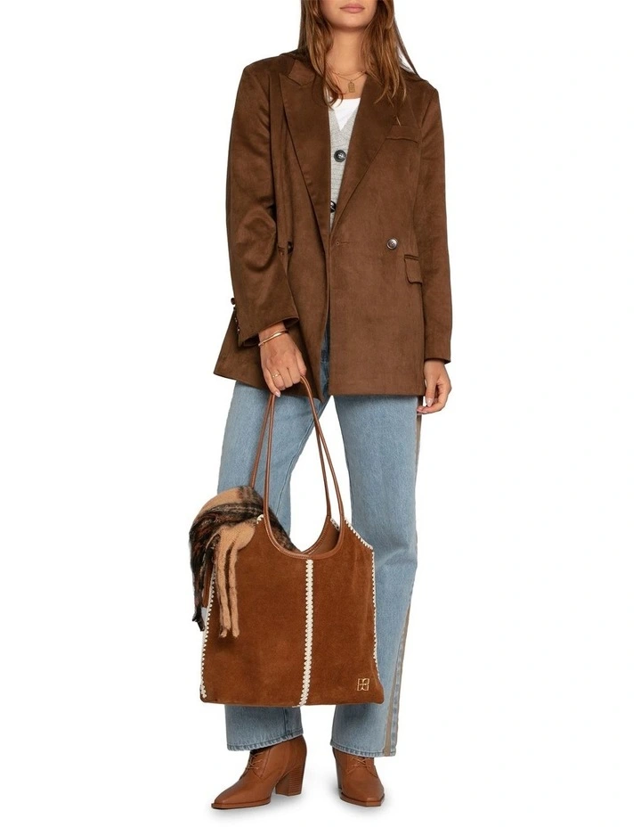 Charmer Suede Blazer in Brown image 5