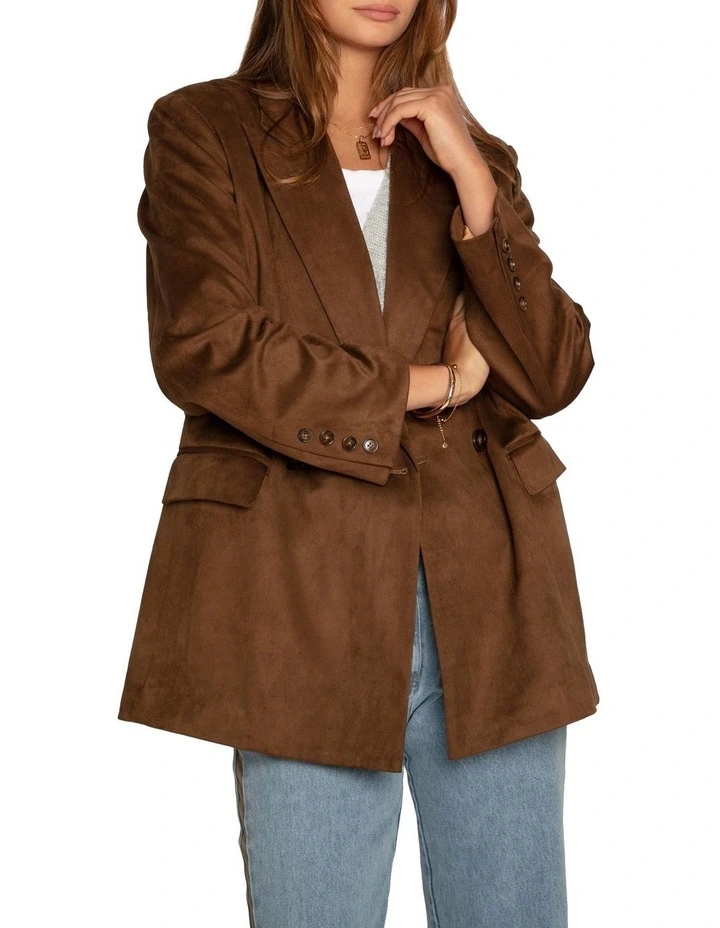 Charmer Suede Blazer in Brown image 6