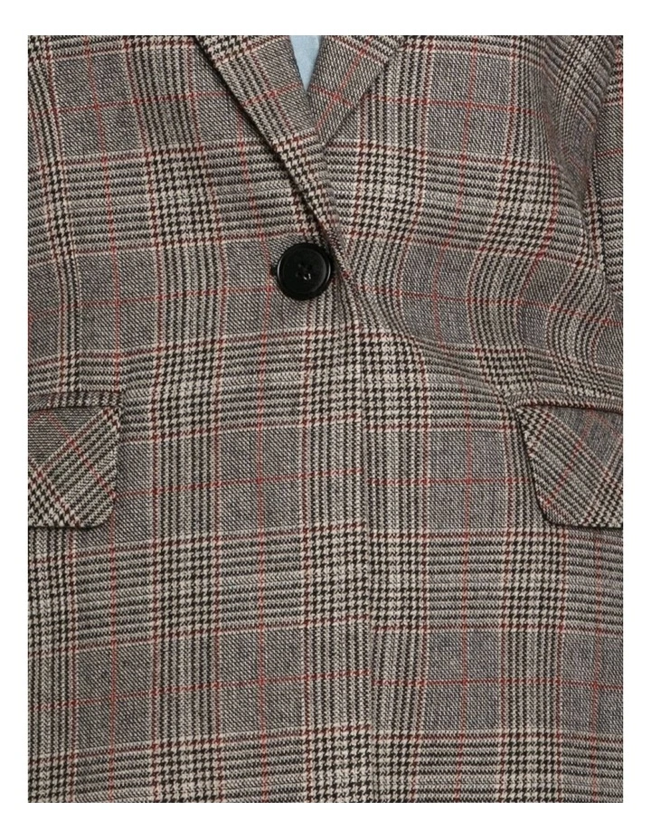 Paris Grid Check Single Breasted Blazer in Brown Mult image 6
