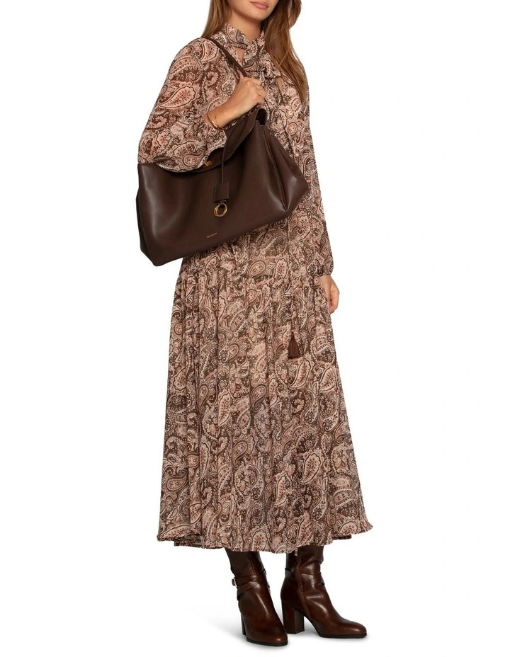 Waterfall Printed Maxi Dress in Brown image 5