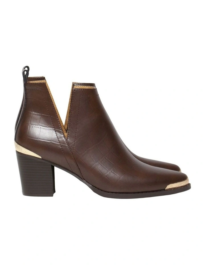 Austin Croc Embossed Ankle Boot in Chocolate image 1