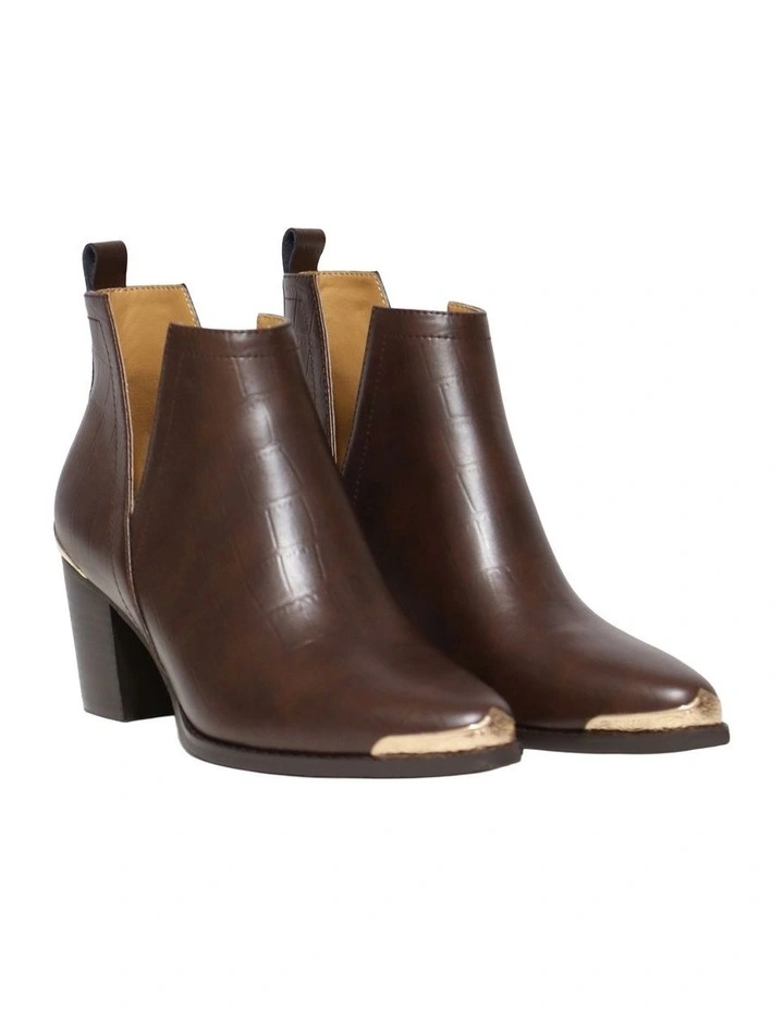 Austin Croc Embossed Ankle Boot in Chocolate image 2