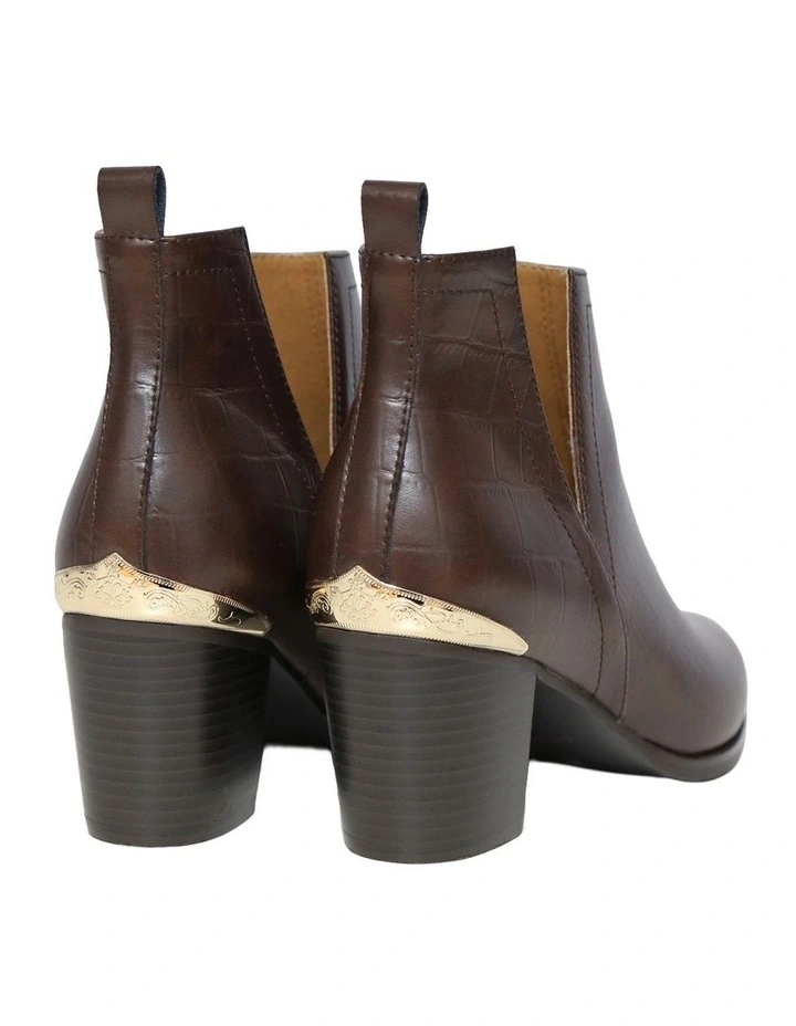Austin Croc Embossed Ankle Boot in Chocolate image 3