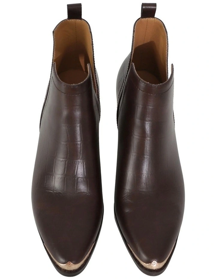 Austin Croc Embossed Ankle Boot in Chocolate image 4