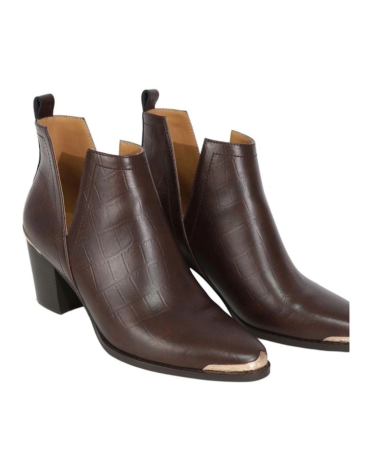 Austin Croc Embossed Ankle Boot in Chocolate image 5