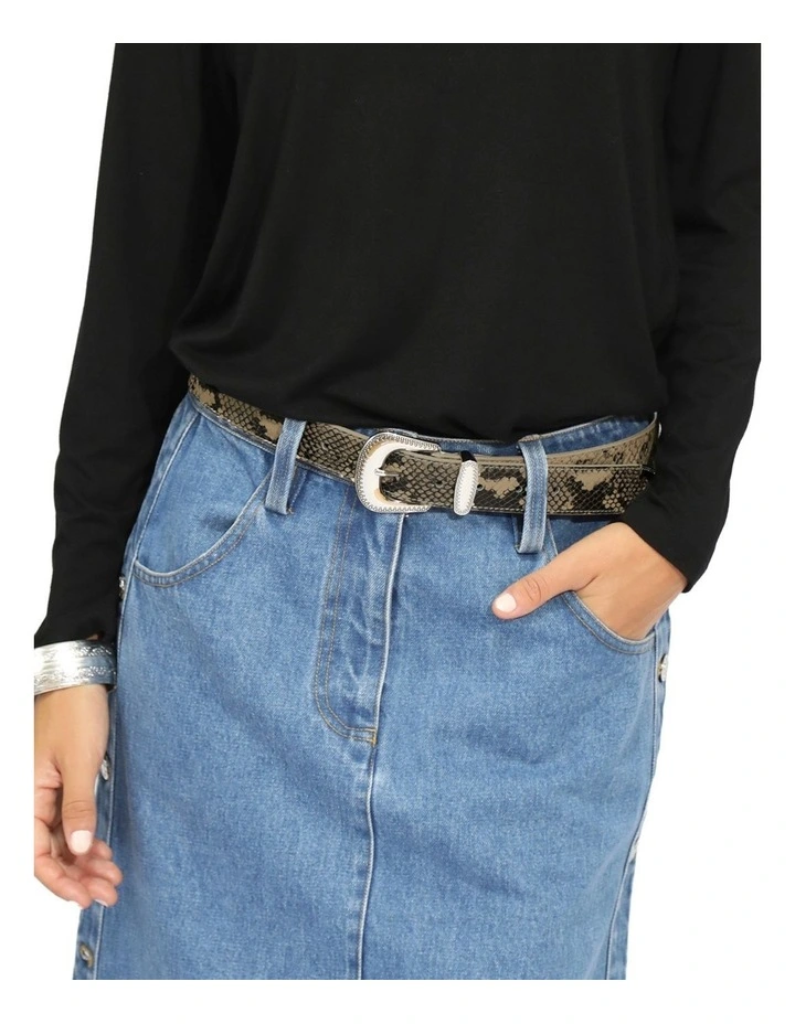 Reset Western Belt in Snake Print image 1