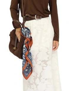 Library Romance Fashion Scarf in Navy and Rust