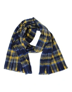 Love Train Scarf in Blue and Yellow Plaid