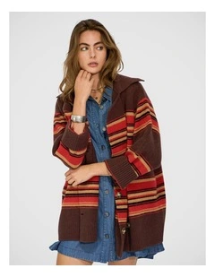 So Many Likes Oversized Knitted Cardi Coat in Chocolate