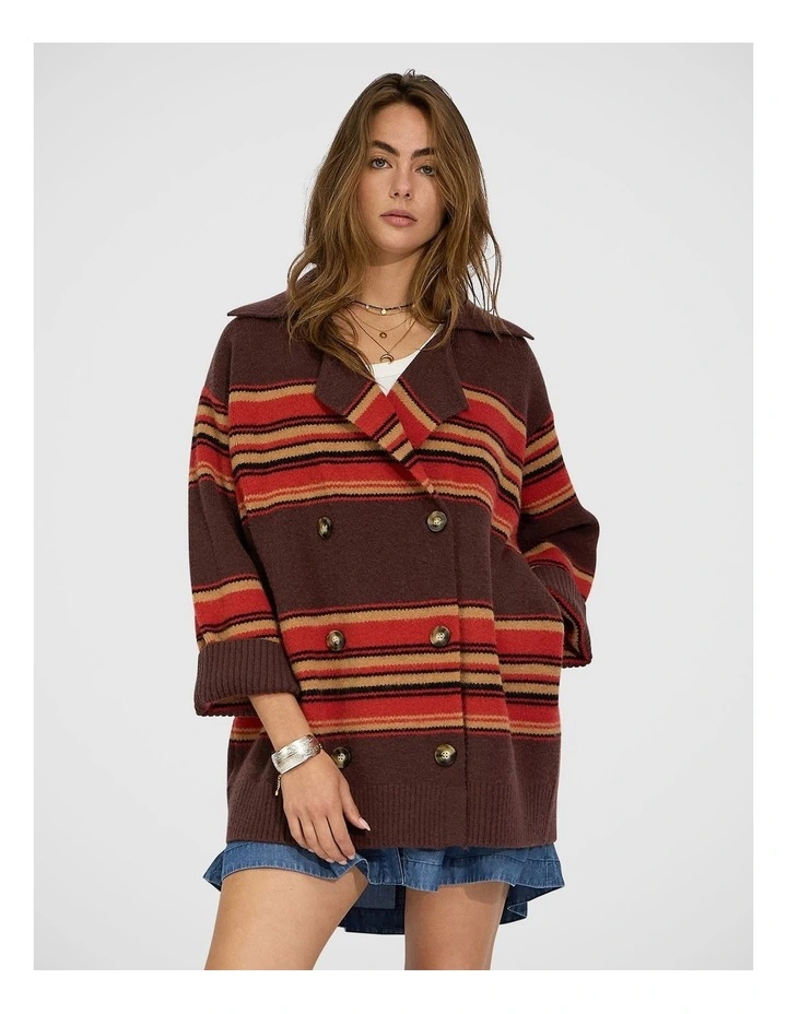 So Many Likes Oversized Knitted Cardi Coat in Chocolate image 2