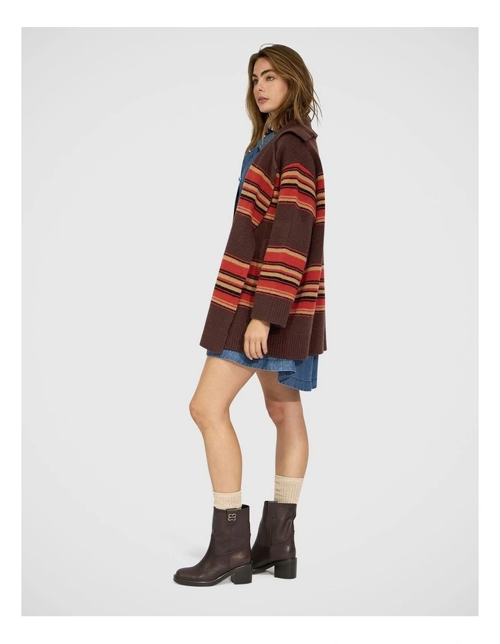 So Many Likes Oversized Knitted Cardi Coat in Chocolate image 3