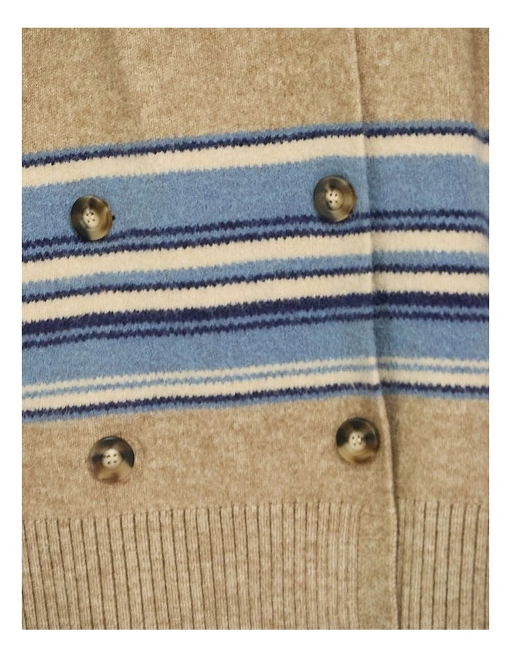 So Many Likes Oversized Knitted Cardi Coat in Grey and Blue Stripe image 5
