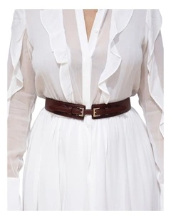 London Fog Leather Waist Belt in Burgundy