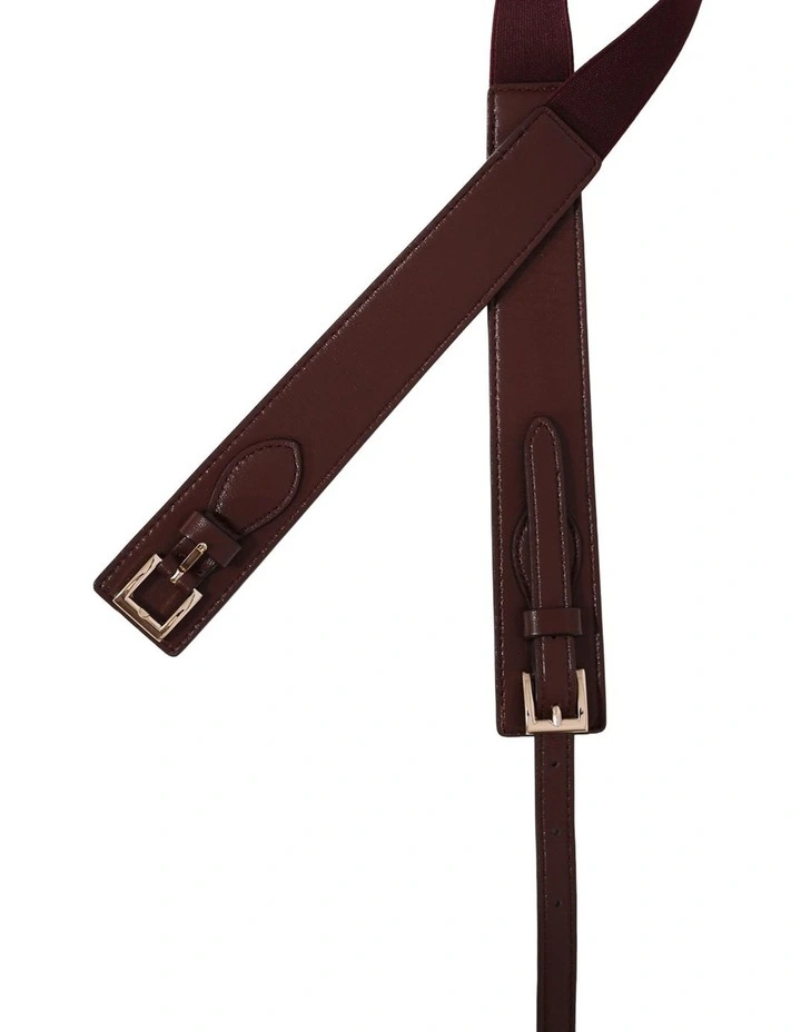 London Fog Leather Waist Belt in Burgundy image 4