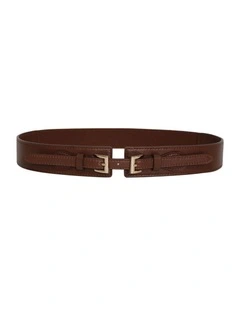 London Fog Leather Waist Belt in Chocolate