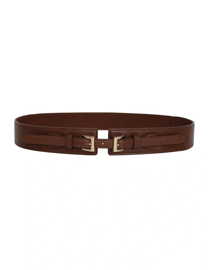 London Fog Leather Waist Belt in Chocolate image 1