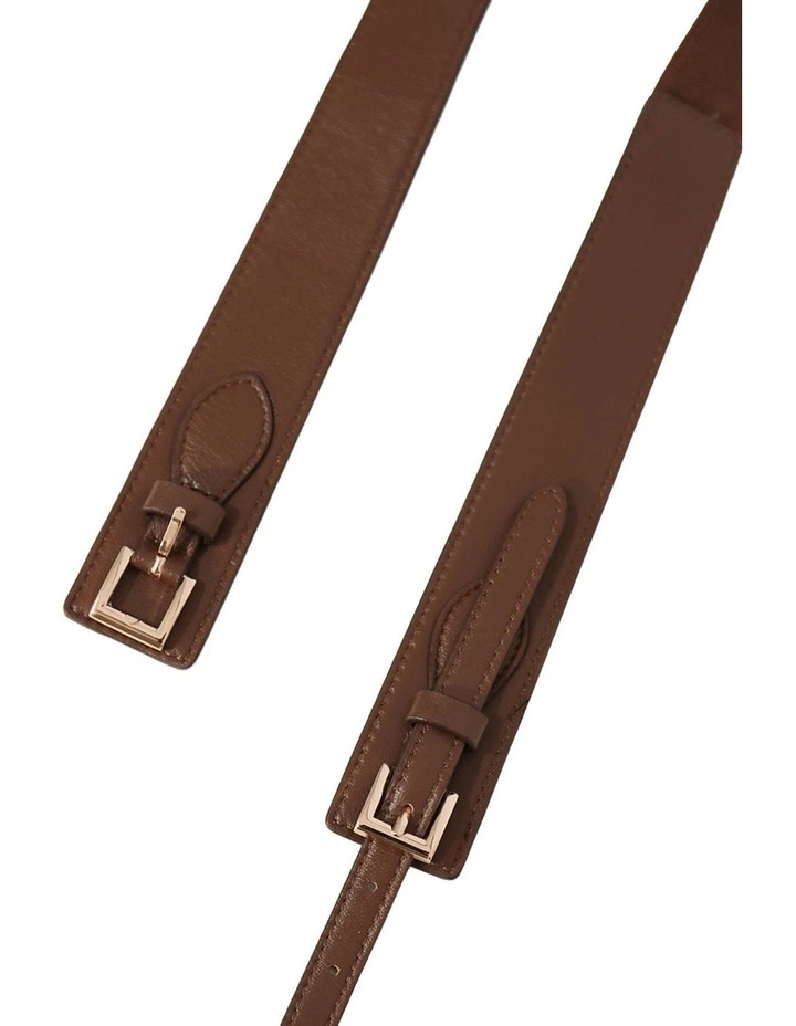 London Fog Leather Waist Belt in Chocolate image 3
