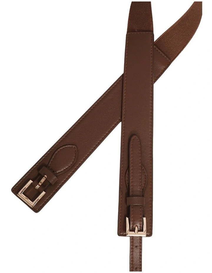 London Fog Leather Waist Belt in Chocolate image 4