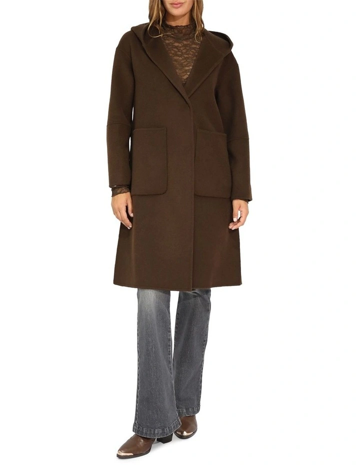 Walk This Way Wool Blend Oversized Coat in Chocolate image 2