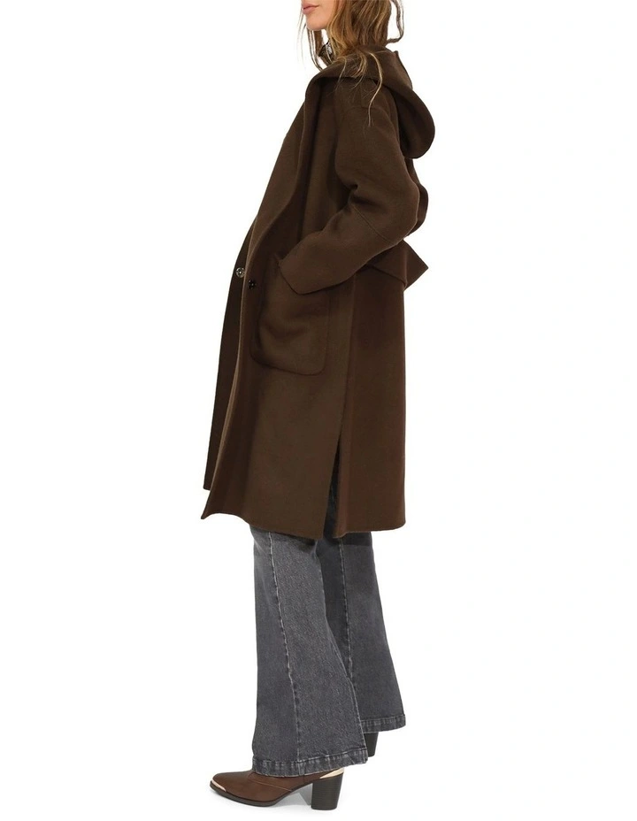 Walk This Way Wool Blend Oversized Coat in Chocolate image 3