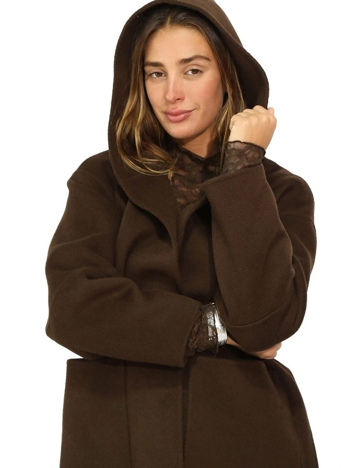 Walk This Way Wool Blend Oversized Coat in Chocolate image 5