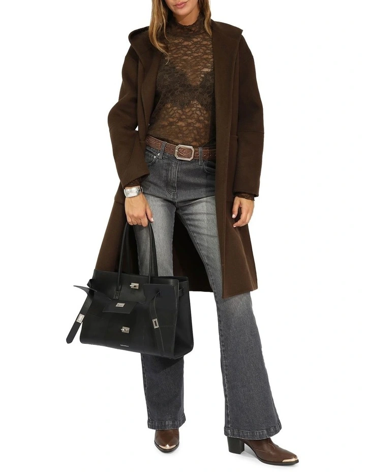 Walk This Way Wool Blend Oversized Coat in Chocolate image 6