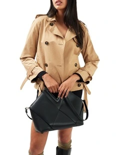 Cool Nights Cropped Trench Coat in Khaki