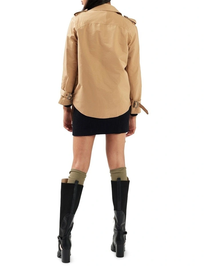 Cool Nights Cropped Trench Coat in Khaki image 6