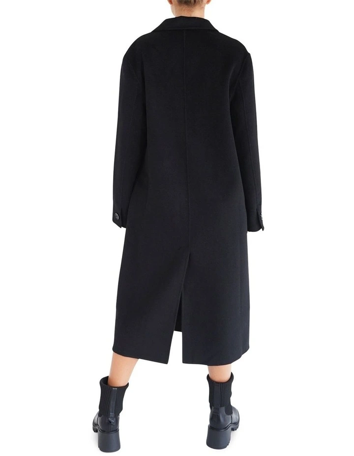 Right There Wool Blend Side Tie Coat in Black image 4