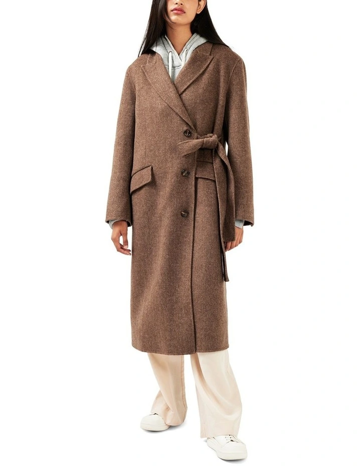 Right There Wool Blend Side Tie Coat in Walnut image 2