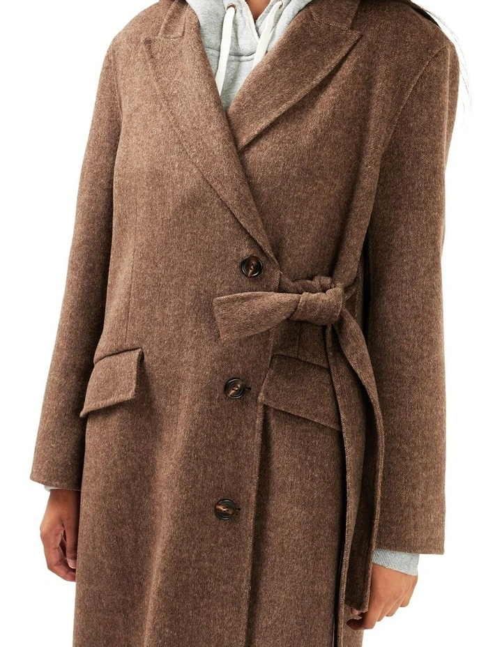 Right There Wool Blend Side Tie Coat in Walnut image 3