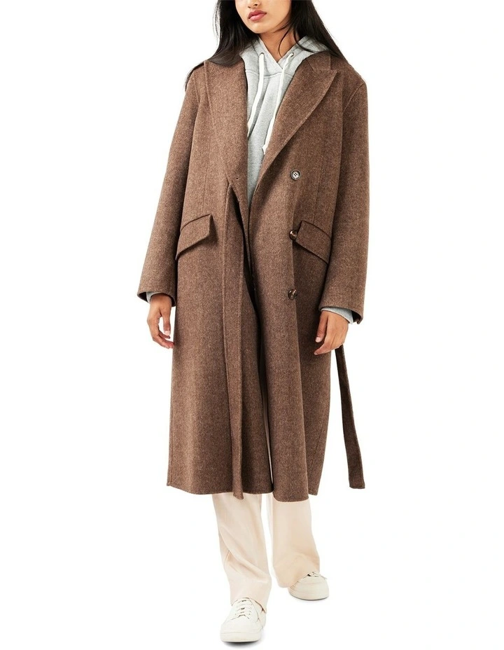 Right There Wool Blend Side Tie Coat in Walnut image 4