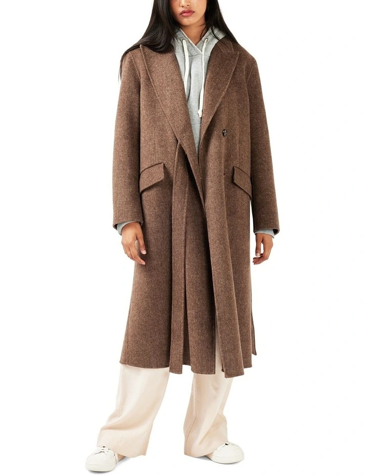 Right There Wool Blend Side Tie Coat in Walnut image 5