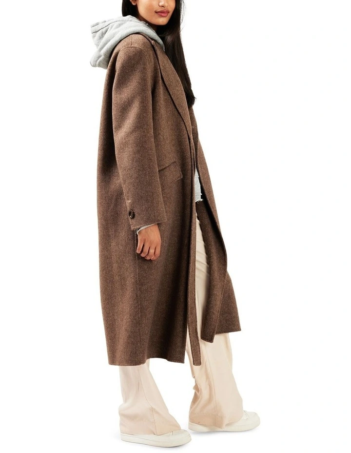 Right There Wool Blend Side Tie Coat in Walnut image 6