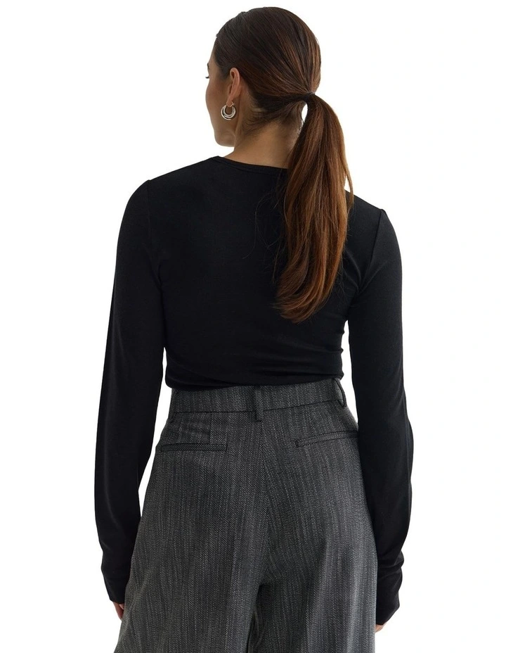 Holly Fine Wool Knit Jumper in Black image 2