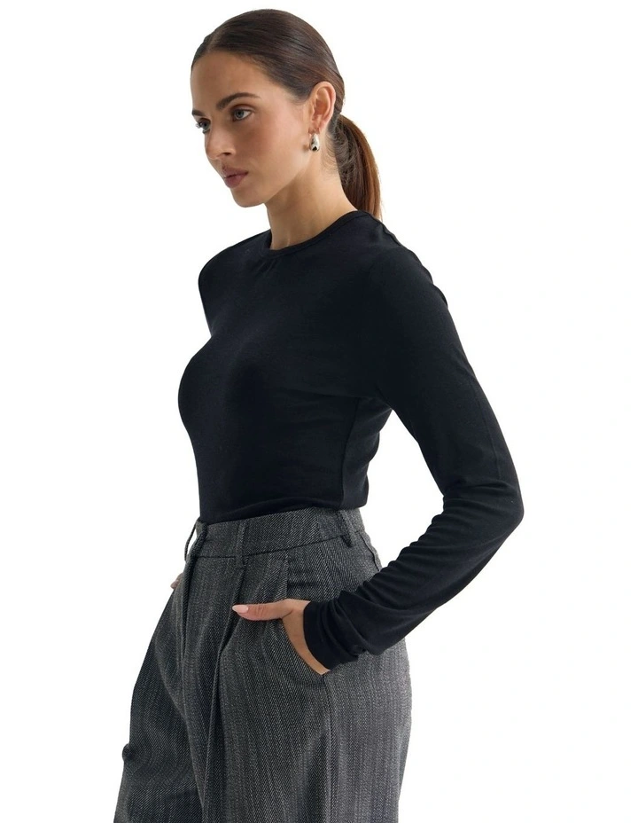Holly Fine Wool Knit Jumper in Black image 3