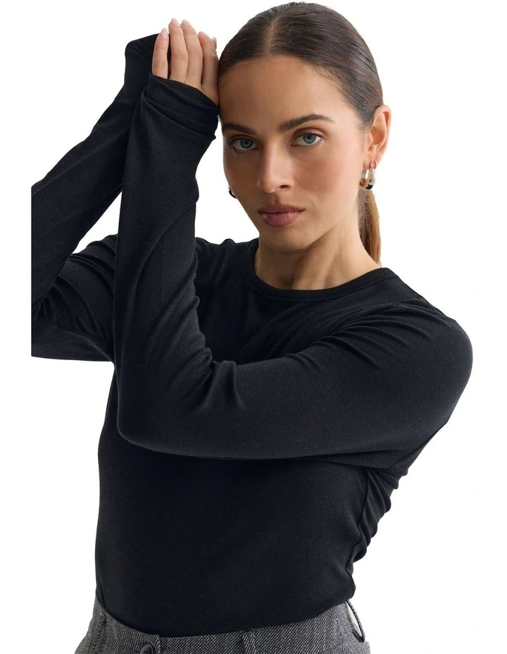 Holly Fine Wool Knit Jumper in Black image 4