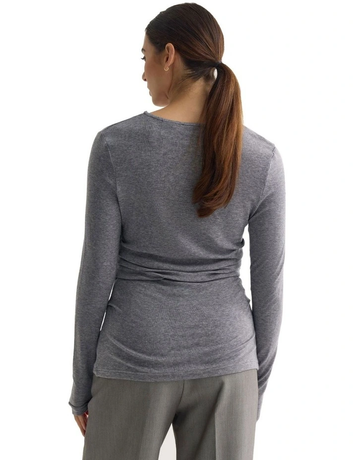 Lucy Fine Wool Knit Top in Grey image 2