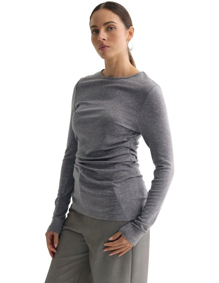 Lucy Fine Wool Knit Top in Grey image 3