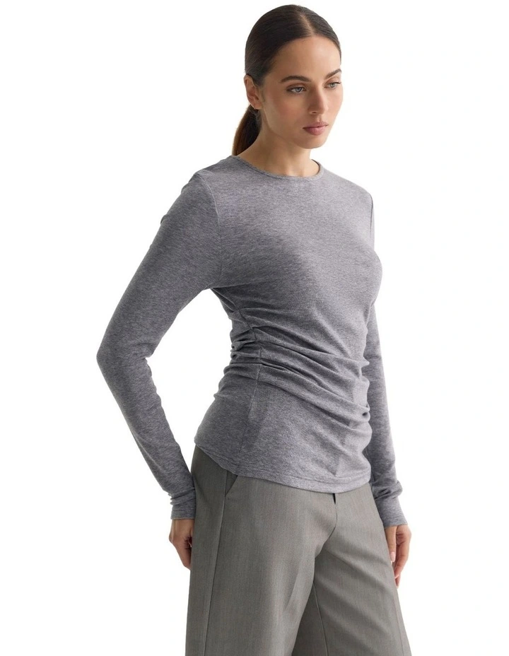 Lucy Fine Wool Knit Top in Grey image 4