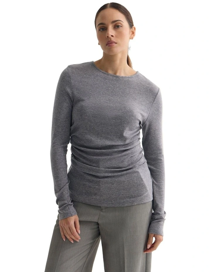 Lucy Fine Wool Knit Top in Grey image 5