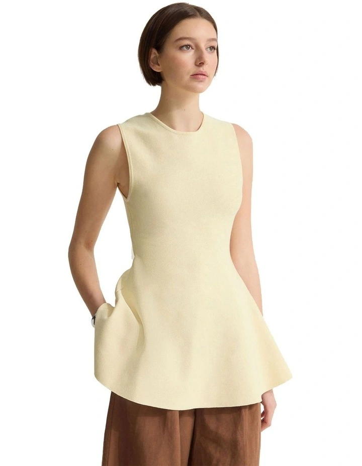 Margot Knitted Peplum Top in Buttercup image 3