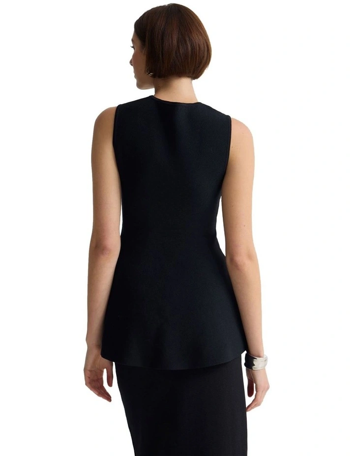 Margotknitted Peplum Top in Black image 2